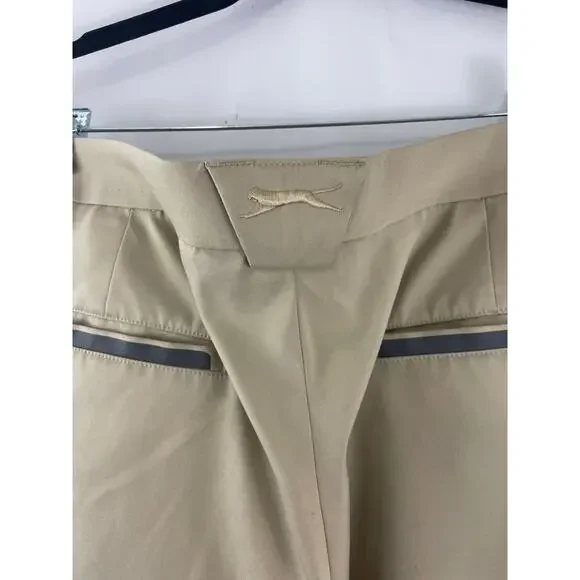 Slazenger Golf Pants Size W34 L30 Flat Front Chino Khaki Beige Zipper Front - Picture 8 of 8